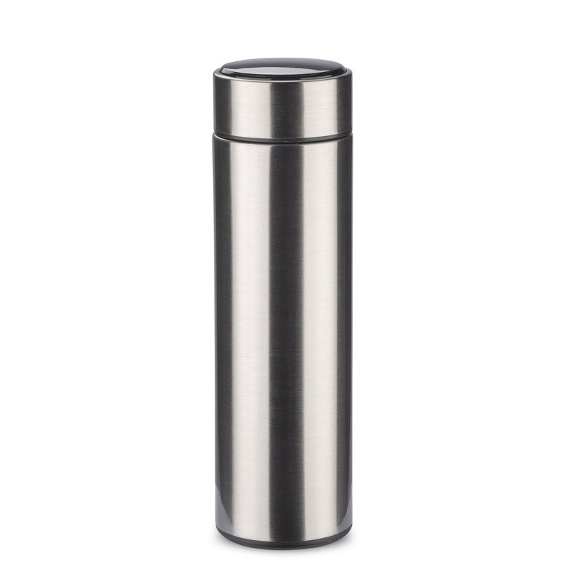 Thermoflasche 500ml mit Thermometer LEDIKT - Silber