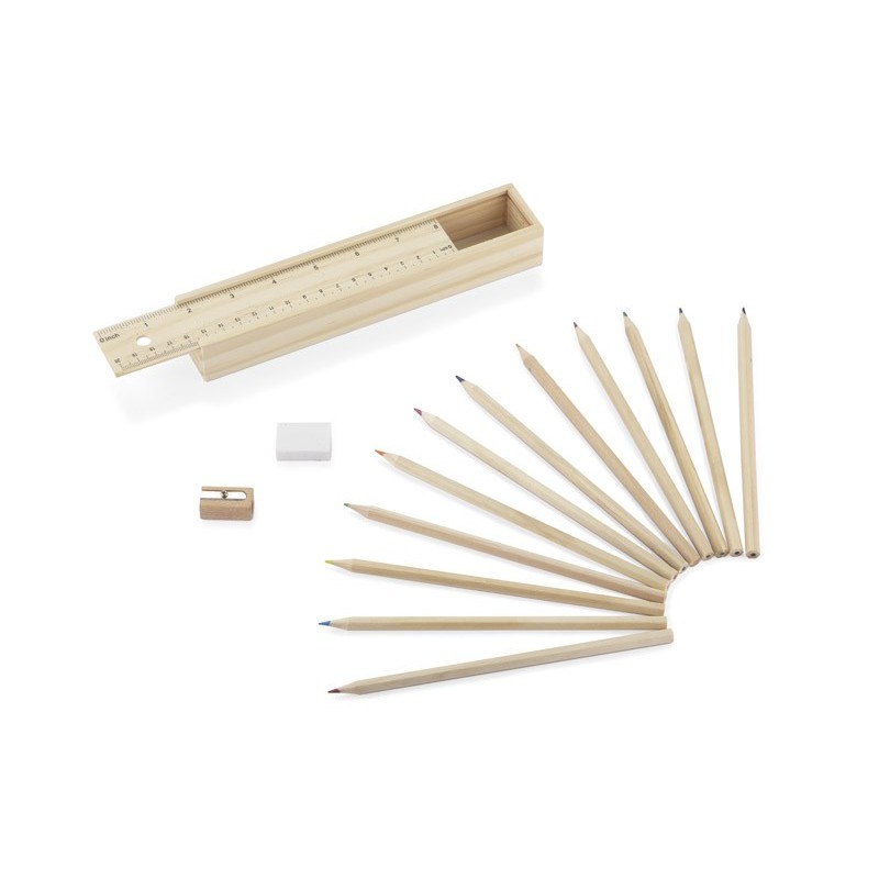 Federtasche mit Malstiften 12 St. KRASI - Beige