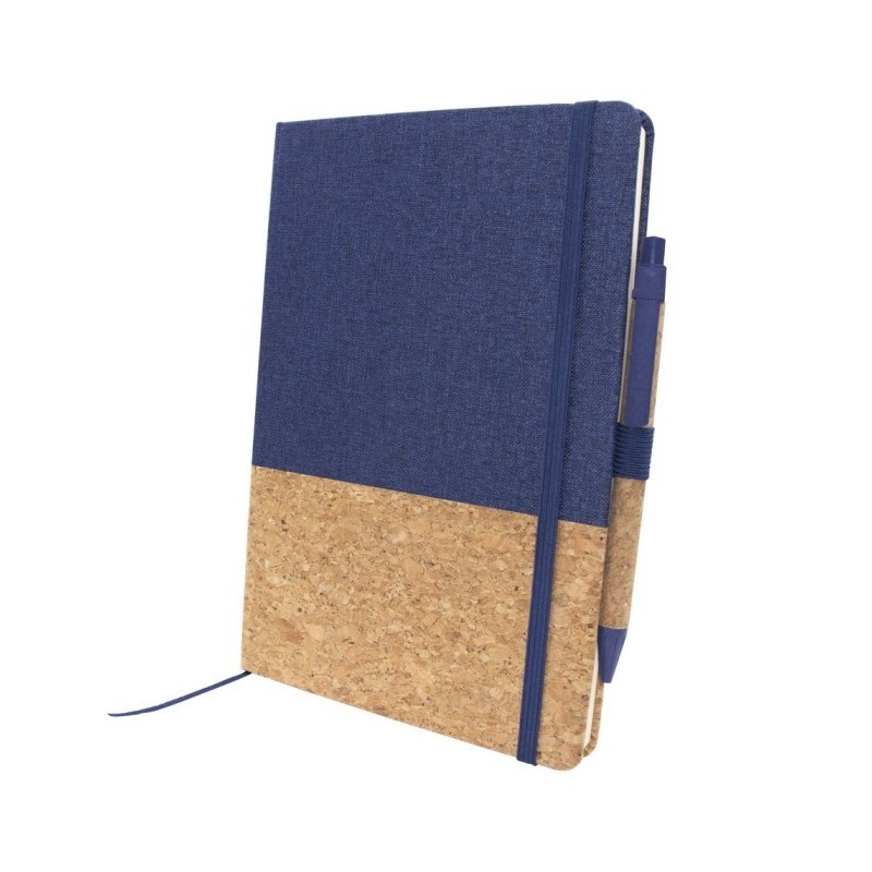 Notizbuch A5 aus Kork mit Kugelschreiber | Layla - Dunkelblau