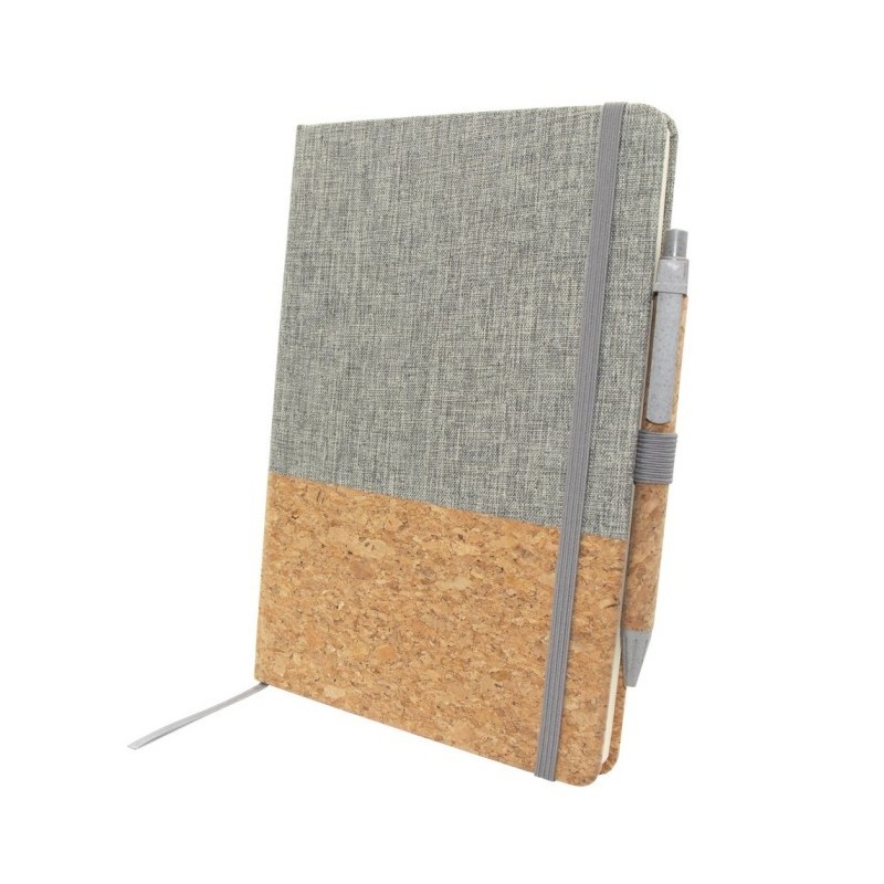Notizbuch A5 aus Kork mit Kugelschreiber | Layla - Grau