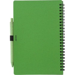 Notizbuch A5 aus Weizenstroh mit Kugelschreiber - Grün