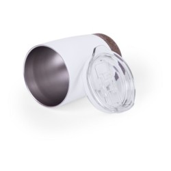 Reisebecher 380 ml, Korkelement - Weiß