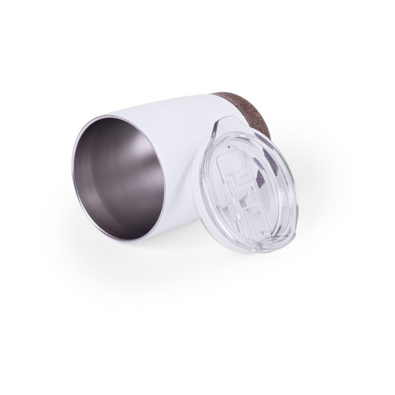 Reisebecher 380 ml, Korkelement - Weiß