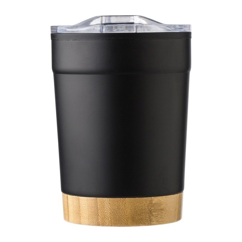 Thermobecher 300 ml mit Bambuselement - Schwarz