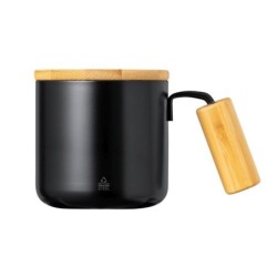 Thermobecher aus recyceltem Edelstahl 330 ml - Schwarz