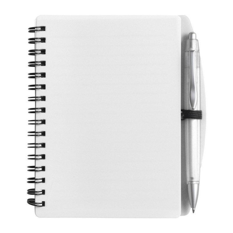 Notizbuch ca. A6 mit Kugelschreiber - Weiß