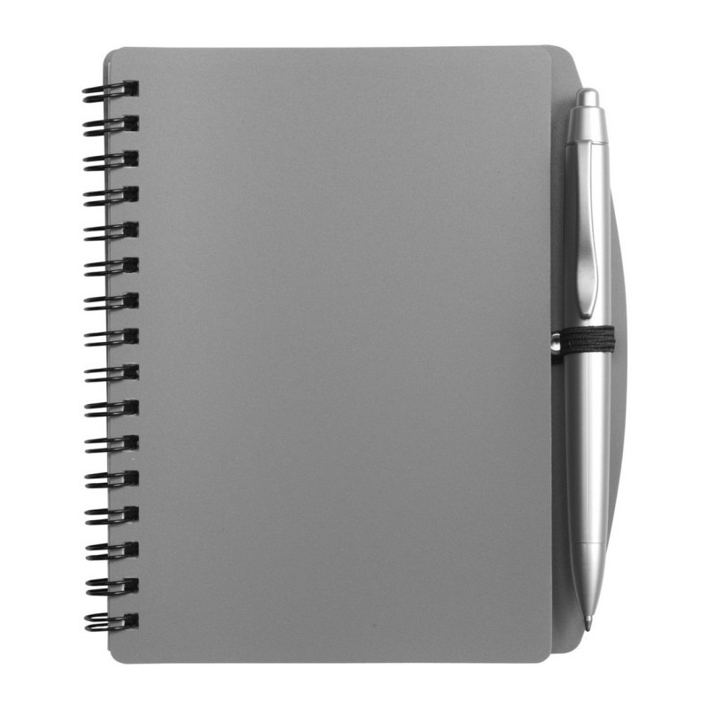 Notizbuch ca. A6 mit Kugelschreiber - Grau