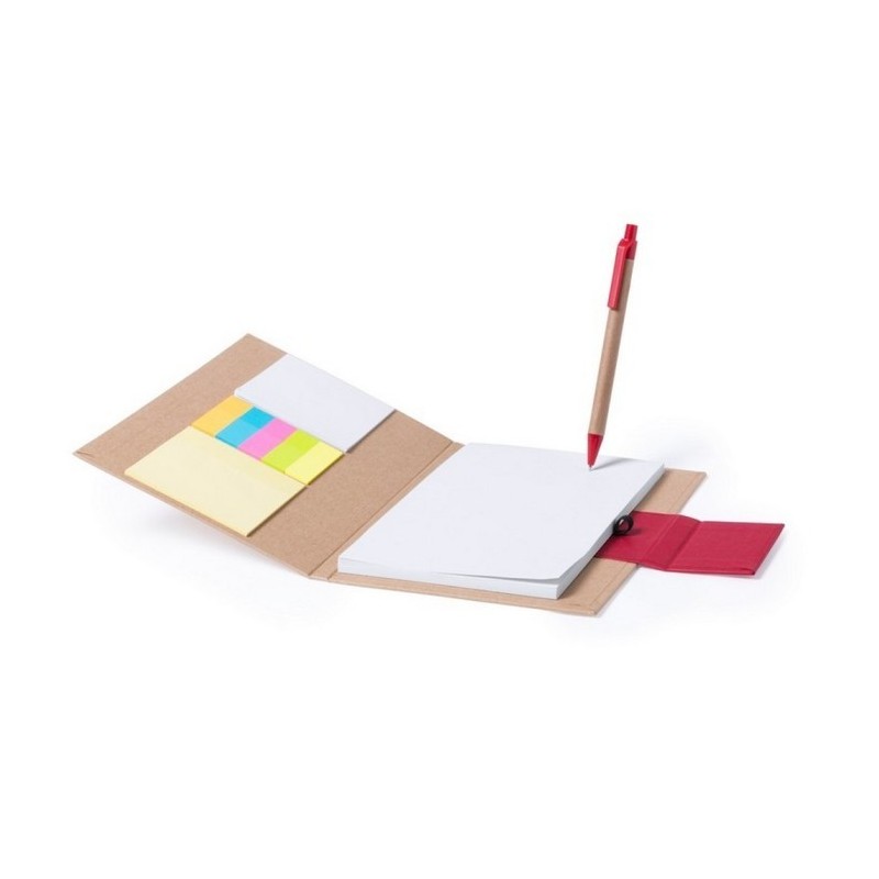 Haftnotizenset, Notizbuch ca. A5, Kugelschreiber, Haftnotizen - Rot