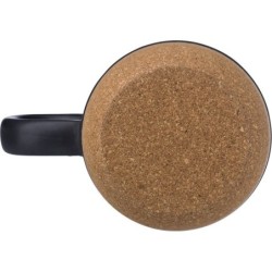 Keramikbecher 420 ml, Kork-Detail - Schwarz