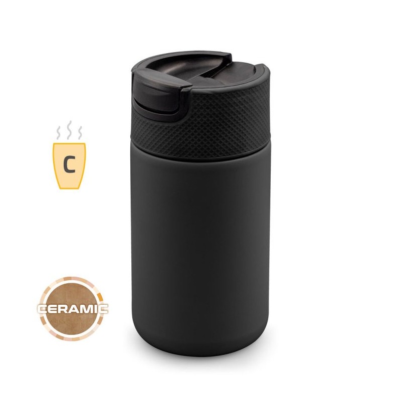 Thermobecher 400 ml Air Gifts mit Keramik | Nabila - Schwarz