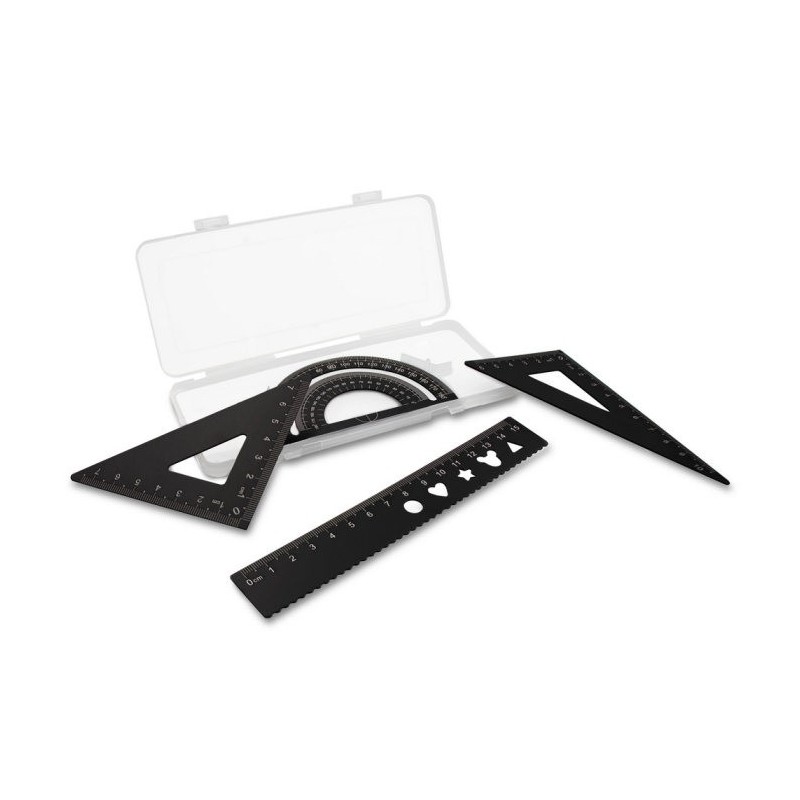 Schulset, Lineal, 2 Winkelmaße und Winkelmesser | Kaulana - Schwarz