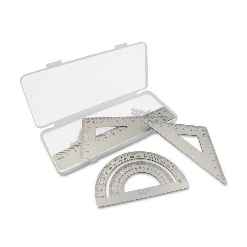Schulset, Lineal, 2 Winkelmaße und Winkelmesser | Kaulana - Grau