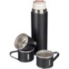 Thermosflasche 420 ml, drei Becher 150 ml - Schwarz