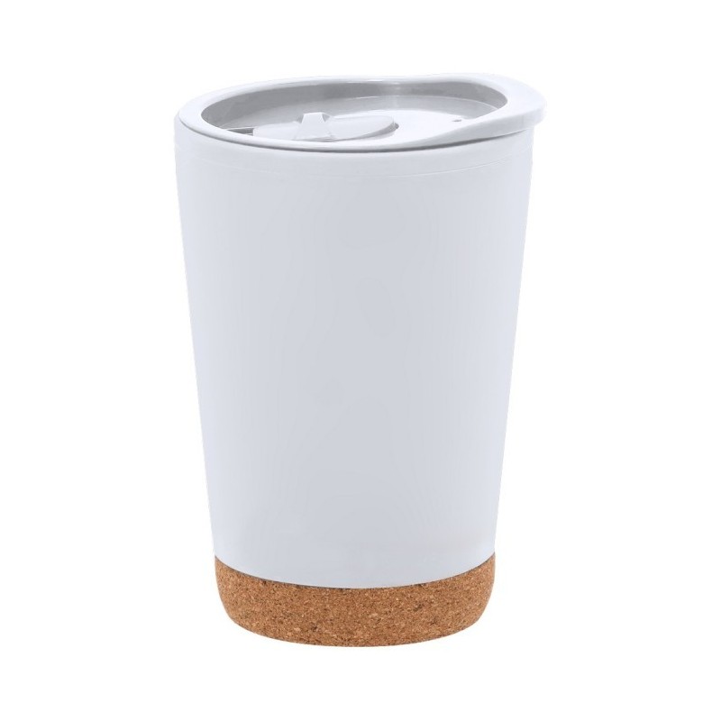 Thermobecher 260 ml mit Korkdetail - Weiß
