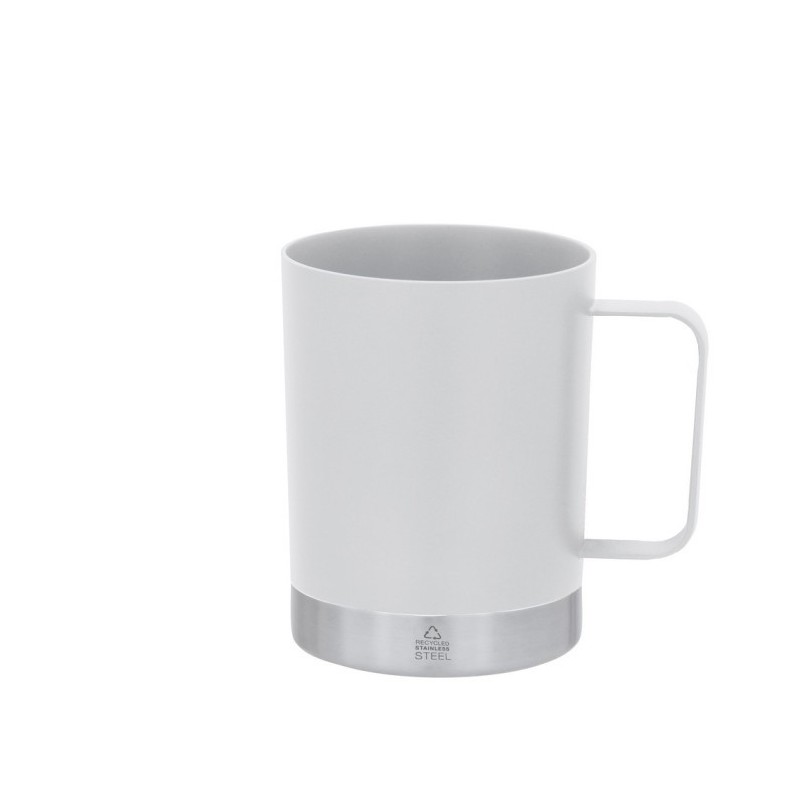 Becher 400 ml aus recyceltem Edelstahl und recyceltem PP - Weiß