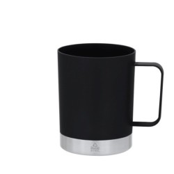 Becher 400 ml aus recyceltem Edelstahl und recyceltem PP - Schwarz