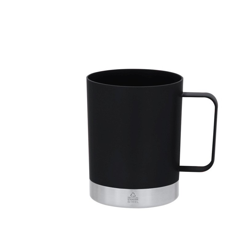 Becher 400 ml aus recyceltem Edelstahl und recyceltem PP - Schwarz