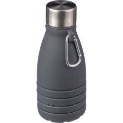 Faltbare Sportflasche 550 ml mit Karabiner - Schwarz