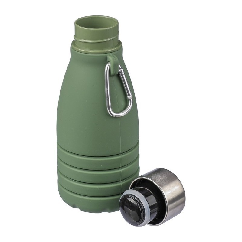 Faltbare Sportflasche 550 ml mit Karabiner - Grün