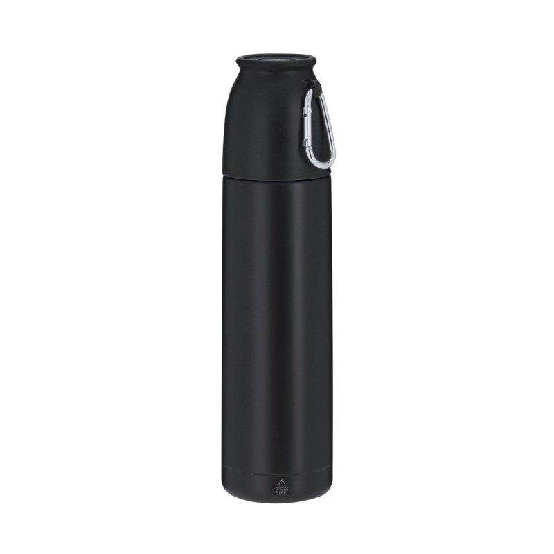Thermosflasche aus recyceltem Edelstahl 500 ml - Schwarz