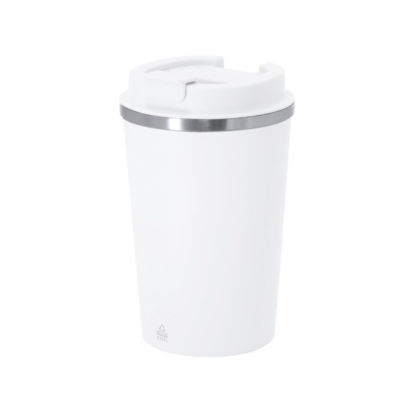 Thermobecher aus recyceltem Edelstahl 350 ml - Weiß