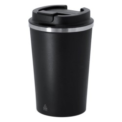 Thermobecher aus recyceltem Edelstahl 350 ml - Schwarz