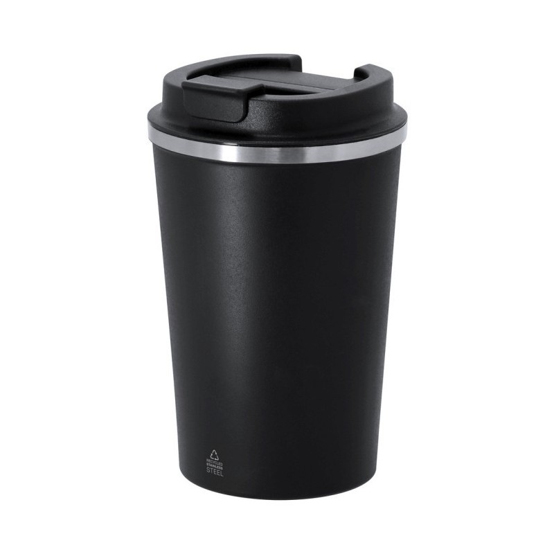 Thermobecher aus recyceltem Edelstahl 350 ml - Schwarz