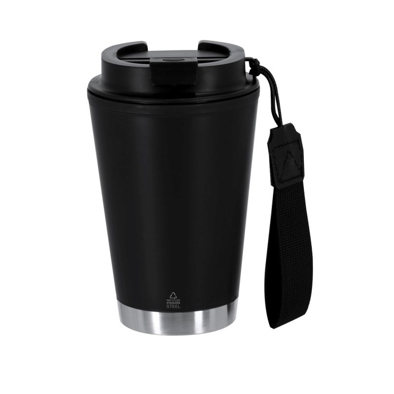 Thermobecher aus recyceltem Edelstahl 300 ml - Schwarz