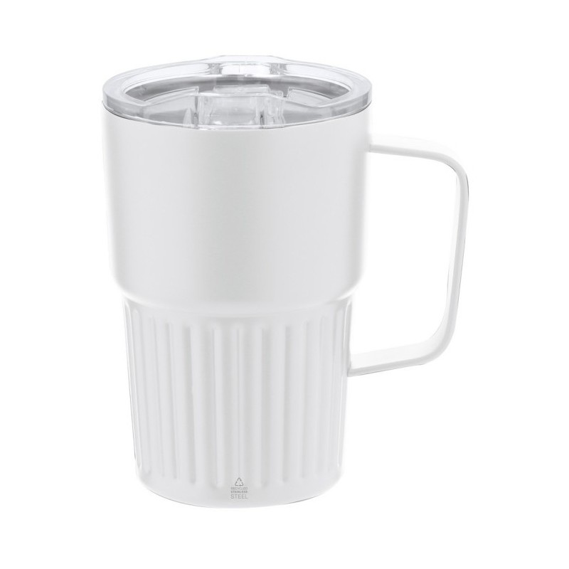 Thermobecher aus recyceltem Edelstahl 450 ml - Weiß