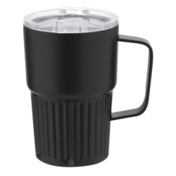 Thermobecher aus recyceltem Edelstahl 450 ml - Schwarz