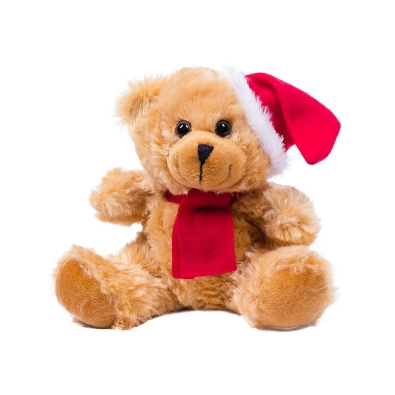 Weihnachts-Teddybär mit Mütze und Schal - Clarence - Braun