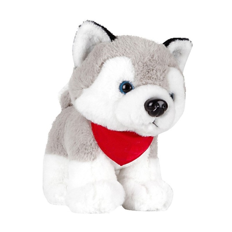 Hund Husky mit rotem Halstuch - Trooper - Grau