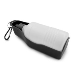 Reiseflasche 250 ml für Hund, Wassernapf mit Karabiner | Maud - Schwarz