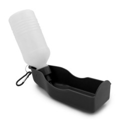 Reiseflasche 250 ml für Hund, Wassernapf mit Karabiner | Maud - Schwarz