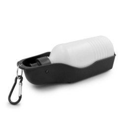 Reiseflasche 250 ml für Hund, Wassernapf mit Karabiner | Maud - Schwarz