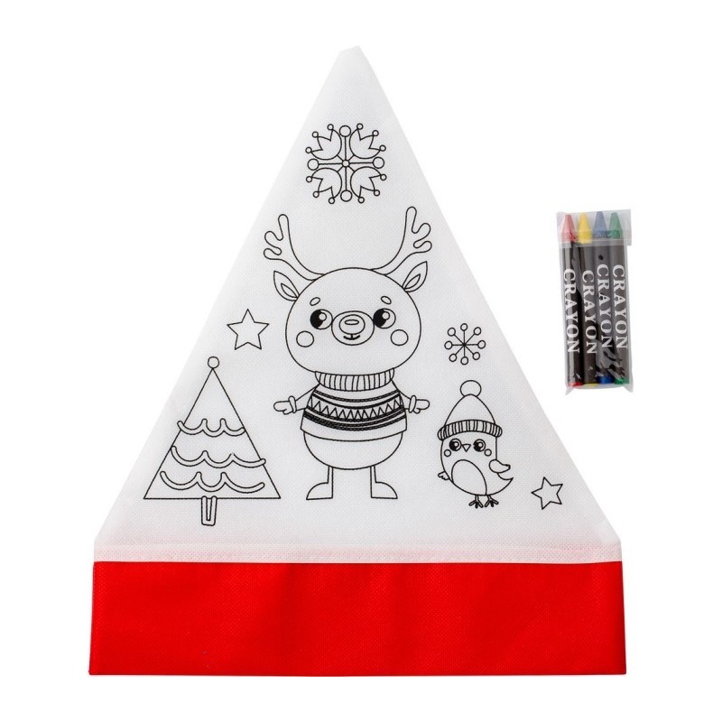 Malset, Weihnachtsmütze, Buntstifte - Rot