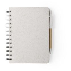 Notizbuch ca. A5 aus Weizenstroh, Kugelschreiber - Beige