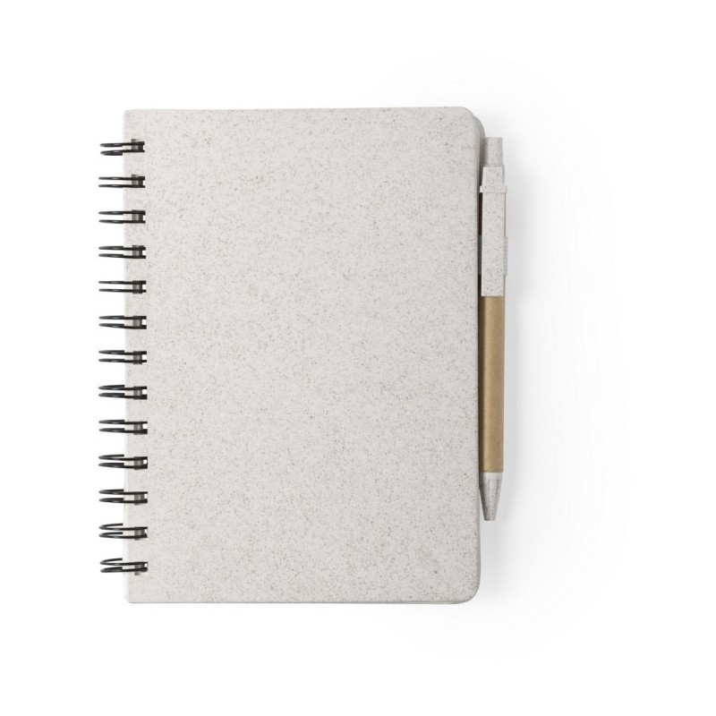 Notizbuch ca. A5 aus Weizenstroh, Kugelschreiber - Beige