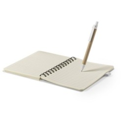 Notizbuch ca. A5 aus Weizenstroh, Kugelschreiber - Beige