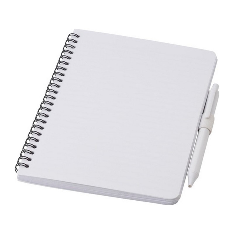 Antibakterielles A5-Notizbuch mit einem Kugelschreiber - Weiß