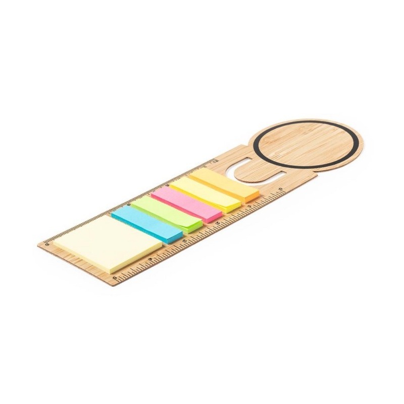Bambus-Notizen-Set, Haftnotizen, Lesezeichen, Lineal - Hellbraun