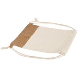 Beutel aus Baumwolle mit Kordel, Korkdetails - Beige