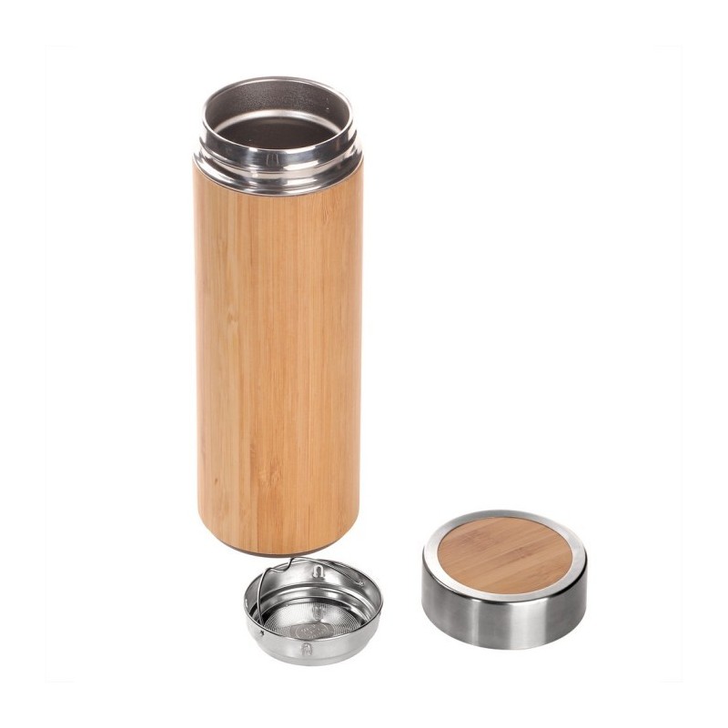 Bambus-Thermobecher 400 ml mit Siebstopfen - Braun