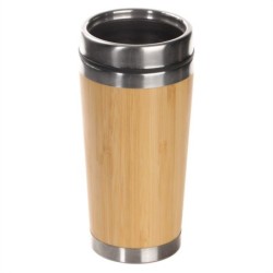 Reisebecher 450 ml mit Bambusteilen - Braun