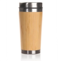 Reisebecher 450 ml mit Bambusteilen - Braun