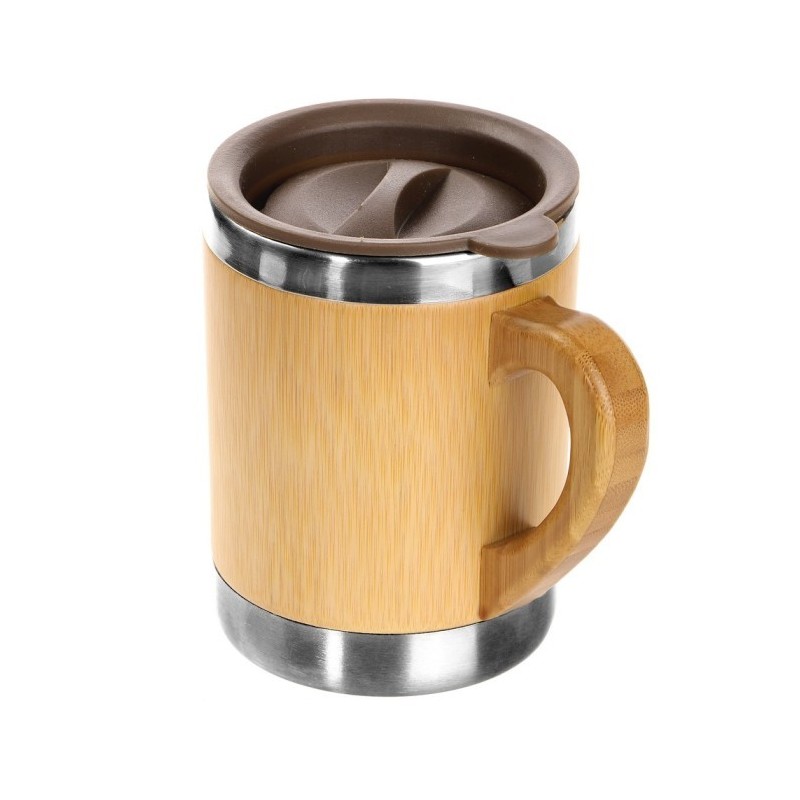Reisebecher 250 ml mit Bambusteilen - Braun