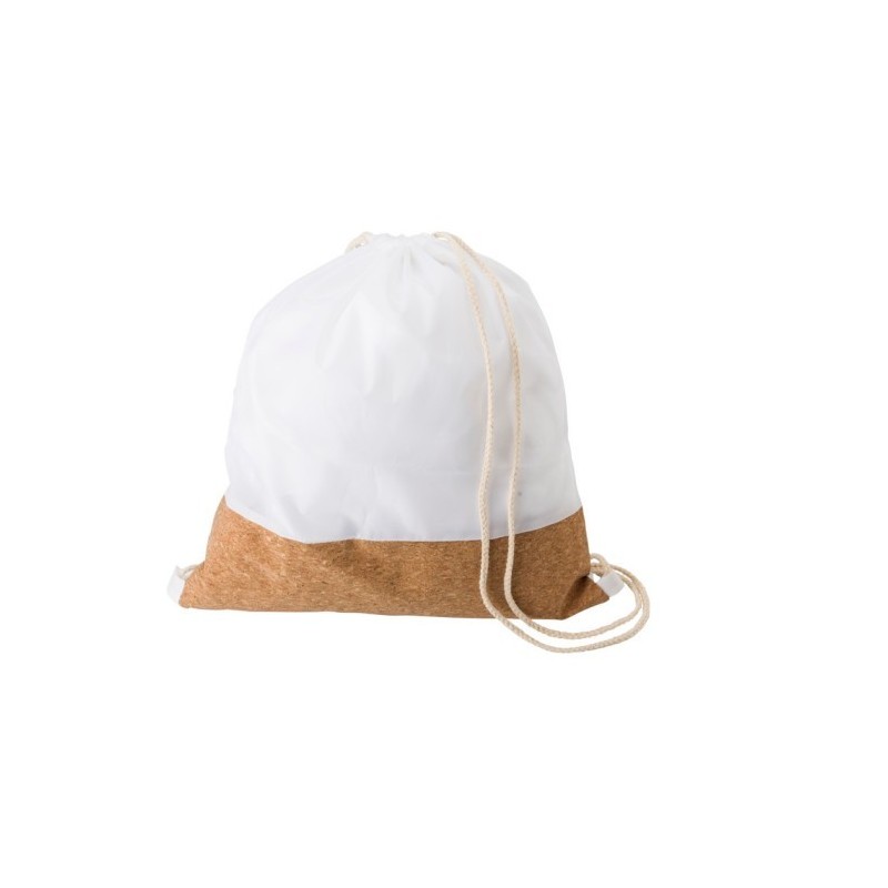 Beutel mit Kordel aus RPET und Kork - Weiß