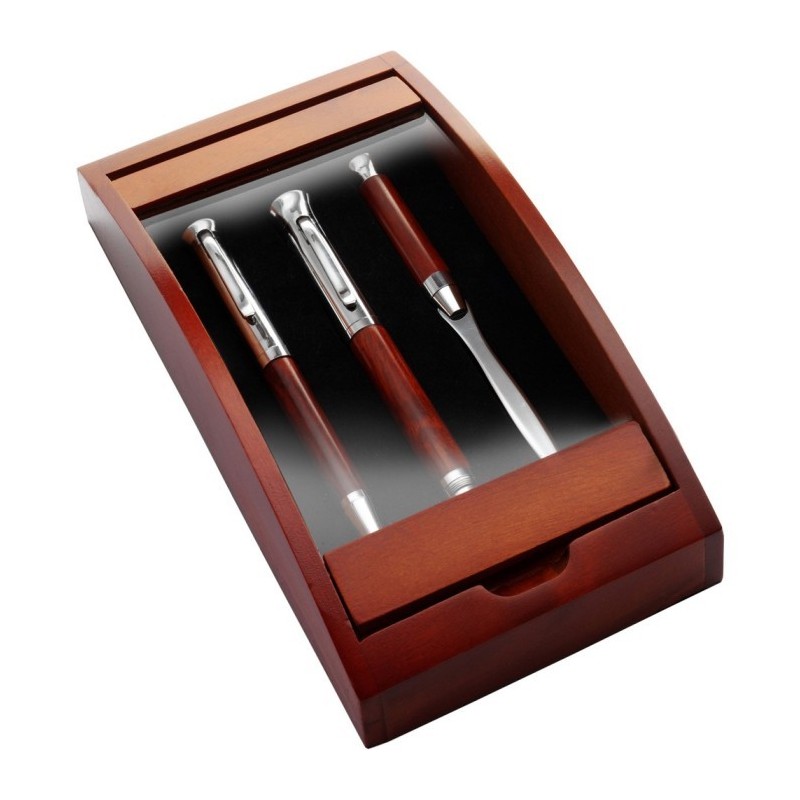 Schreibset, Kugelschreiber, Füller und Brieföffner - Braun
