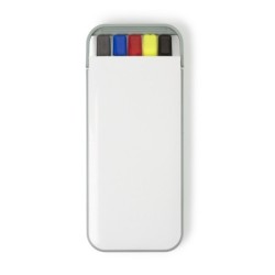 Schreibset, Bleistift, Textmarker und Kugelschreiber - Weiß