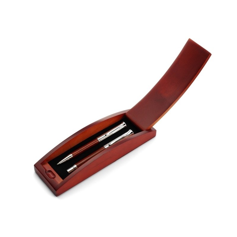 Schreibset, Kugelschreiber und Rollerball - Braun